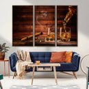 Whiskey and Cigar Wall Art Canvas | 3 Panel Bar Room Decor by MyGreatCanvas | Canvas Wall Art Prints | Photo Prints & Wall Decor