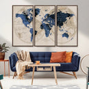 Vintage Blue World Map Canvas Wall Art – Antique Style by MyGreatCanvas | Canvas Wall Art Prints | Photo Prints & Wall Decor