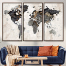 Abstract Map Printing - Modern World Map Canvas Wall Art for