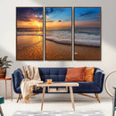 Sunset and Beach at Night Wall Art Canvas Print