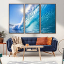 Blue Big Wave Surfing Ocean Canvas Wall Art Artwork Print