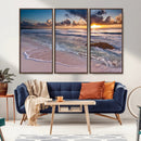 Sea Ocean Sunset Beach Wall Art Canvas Print