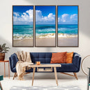 Tropical Beach 3-Panel Canvas Wall Art – Serene Ocean Waves