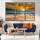 Golden Sunset Beach Canvas Wall Art – Triptych Seascape by MyGreatCanvas | Canvas Wall Art Prints | Photo Prints & Wall Decor