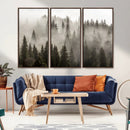 Foggy Mountain Wall Art | 3-Panel Foggy Forest and Mountain