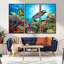 Aquatic Life Sea Turtles Fish Wall Art Canvas Print