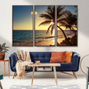 Sunset Palm Trees Wall Art Canvas Print