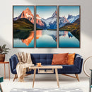 Landscape Mountain and Lake View Wall Art Canvas Print