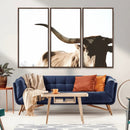 Texas Longhorn Wall Art Canvas Print | 3-Panel Large