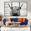 Scottish Highland Cow Cattle Art Print on Wood Background by MyGreatCanvas | Canvas Wall Art Prints | Photo Prints & Wall Decor