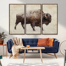 Buffalo Wall Art, Western Bison Canvas Print, Rustic Buffalo