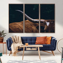 Texas Longhorn Bull Wall Art Canvas Print - Large Framed