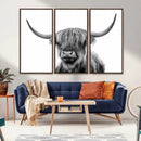 Grayscale Scottish Highland Cow Cattle Art Print Farmhouse by MyGreatCanvas | Canvas Wall Art Prints | Photo Prints & Wall Decor