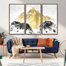 Golden Mountain Triptych Wall Art Canvas Print, Modern