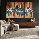 Rustic Wood Style Mountain Wall Art, Nature Forest Canvas