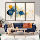Geometric Blue Orange Abstract Wall Art Canvas, Geometric