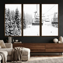Ski Wall Art - Ski Lift Wall Art Canvas Print Snow Covered by MyGreatCanvas | Canvas Wall Art Prints | Photo Prints & Wall Decor