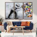 Banksy Art Behind the Curtain Street Wall Art Canvas Print |