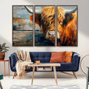 Highland Cow Abstract Canvas Wall Art – Bold Farmhouse
