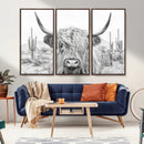 Rustic Charm | Cow Longhorn Black White Bighorn Wall Art by MyGreatCanvas | Canvas Wall Art Prints | Photo Prints & Wall Decor