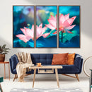 Pink Lotus Flower Canvas Wall Art | Vibrant Floral Wall