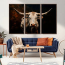 Texas Longhorn Wall Art | 3-Panel Large Texas Longhorn