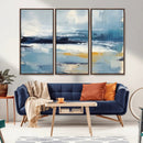 Abstract Ocean Canvas Wall Art - Coastal Blue and Gold