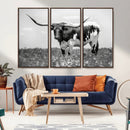 Texas Black White Highland Longhorn Cow Wall Art Canvas by MyGreatCanvas | Canvas Wall Art Prints | Photo Prints & Wall Decor
