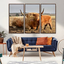 Highland Cow Canvas Wall Art Animal Print for Farm House