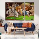 Dogs Playing Pool Canvas Wall Art Funny Gifts Dog Print