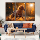 Running Horse Sunset Forest Wall Art Canvas Print