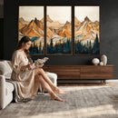 Rustic Wood Mountain Wall Art Print | Triptych Giclee Print