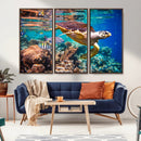 Sea Turtle Wall Art Canvas Print – Vibrant Ocean Coral Reef