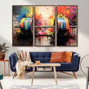 Weightlifting Barbell Art Triptych, Bold Abstract Fitness