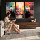 Weightlifting Barbell Art Triptych, Bold Abstract Fitness