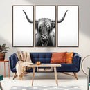 Highland Wall Art Canvas Print – Minimalist Black and White