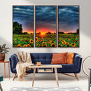 Golden Sunflower Field at Sunset – Breathtaking Sky and