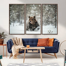 Grizzly Bear Wall Art – Framed Snowy Forest Canvas Artwork, by MyGreatCanvas | Canvas Wall Art Prints | Photo Prints & Wall Decor