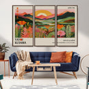 Framed Yayoi Kusama Print, Vibrant Floral Mountain Art