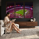Bryant-Denny Stadium Night Game Triple Canvas Wall Art -