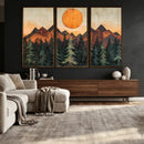 Sunset Mountain Landscape Canvas Wall Art Print - Nature