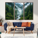 Mountain Forest River Canvas Wall Art Print - Serene Nature
