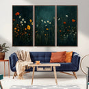 Framed Wildflower Field Wall Art, Framed Vintage Botanical