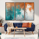 Vintage Abstract Print - Bold Teal and Orange Canvas Wall