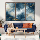 Large Abstract Print - Luxe Blue and Gold Abstract Canvas