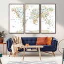 Animal World Map for Kids Room Decor