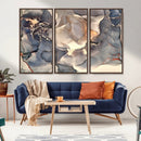 Abstract Blue and Gold Wall Art - Fluid Ink Artwork - Modern