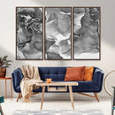 Black White Abstract Canvas Wall Art - Fluid Ink Artwork -