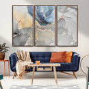 Large Abstract Blue and Gold Canvas Wall Art | Fluid Ink