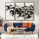 Abstract Horse Wall Art Canvas Print - Dynamic Black Ink